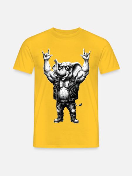 Rocker Elefant Metal Heavy Metal Hardrock Design - Männer T-Shirt - Gelb