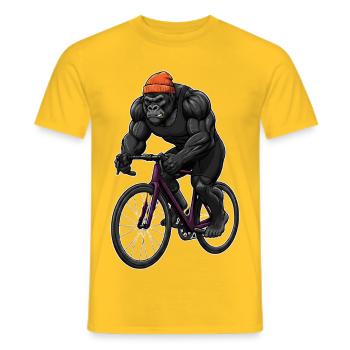 Monkey Cyclist Road Bike Mountain Bike Sport Bicycle - Men's T-Shirt - yellow - Front - AI Model Male 178 dark (178cm)