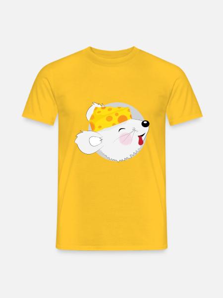 Cute little mouse with cheese - cute kids motive - Men's T-Shirt - yellow