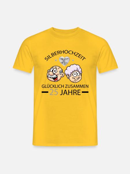 Jubiläum Silberhochzeit 25 jahre verheiratet - Männer T-Shirt - Gelb