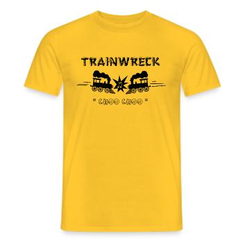 Trainwreck - Men's T-Shirt - yellow - Front - AI Model Male 178 dark (178cm)