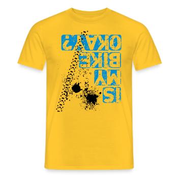 Bike OK blue - Men's T-Shirt - yellow - Front - AI Model Male 178 dark (178cm)