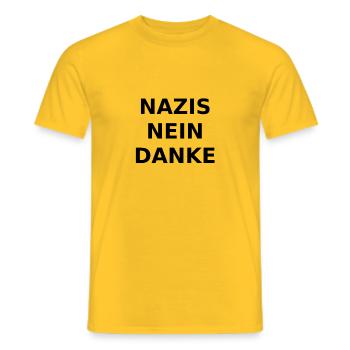 Nazi Nazis nein Danke gegen rechts spruch antifa - Männer T-Shirt - Gelb - Vorne - AI Model Male 178 dark (178cm)
