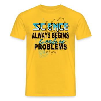 Die Wissenschaft beginnt und endet immer in Problemen - Männer T-Shirt - Gelb - Vorne - AI Model Male 178 dark (178cm)