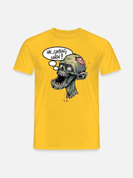 zombie saftiges gehrin - Männer T-Shirt - Gelb