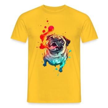 Crazy Anime Pug - Men's T-Shirt - yellow - Front - AI Model Male 178 dark (178cm)
