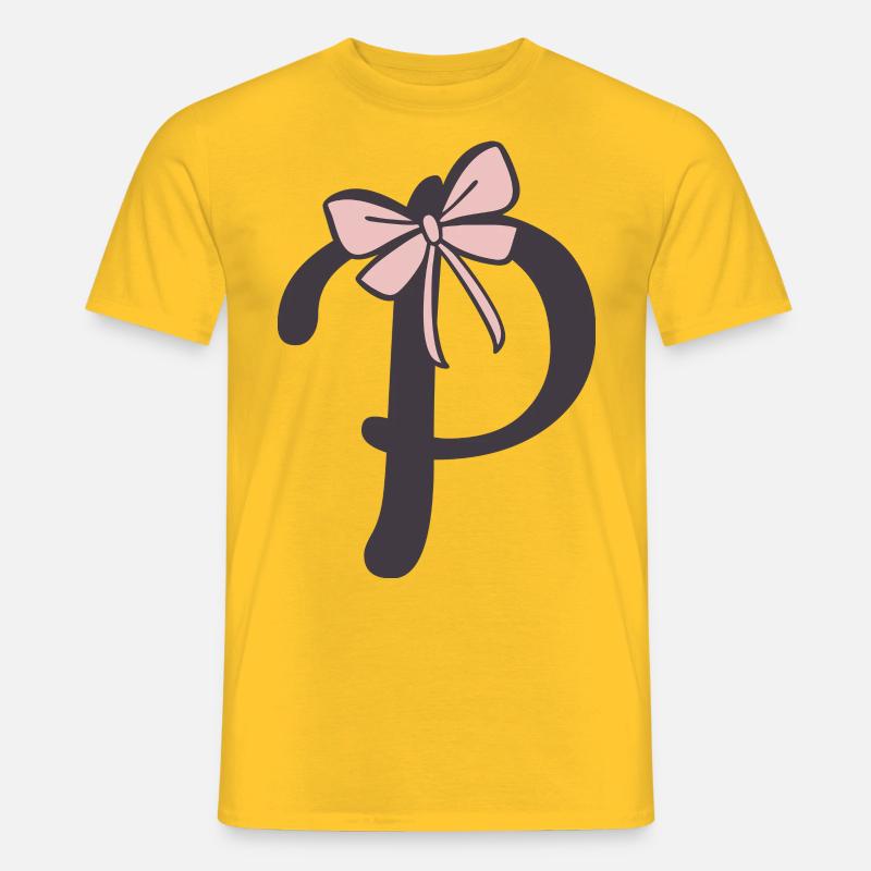 Anfangsbuchstabe P Schleifchen - Männer T-Shirt - Gelb
