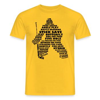 Hockey Goalie Word Art Typography - Men's T-Shirt - yellow - Front - AI Model Male 178 dark (178cm)