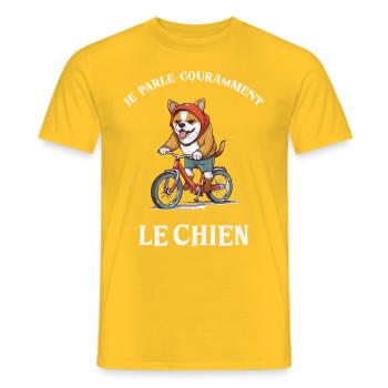 Je parle couramment le chien - T-shirt homme - jaune - Devant - AI Model Male 178 dark (178cm)