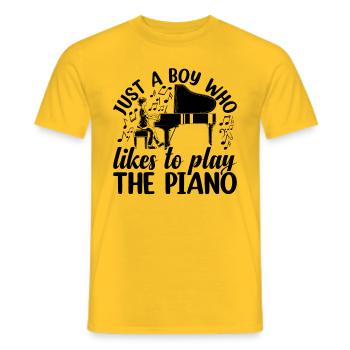 Just A Boy Who Likes To Play The Piano - Piano Mus - Men's T-Shirt - yellow - Front - AI Model Male 178 dark (178cm)