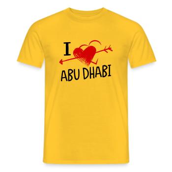 I Love Abu Dhabi City Trip Heart Souvenir UAE - Men's T-Shirt - yellow - Front - AI Model Male 178 dark (178cm)