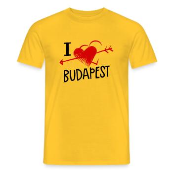 I Love Budapest Herz und Pfeil Stadt Liebe - Men's T-Shirt - yellow - Front - AI Model Male 178 dark (178cm)