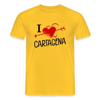 I Love Cartagena Herz und Pfeil Stadt Liebe - Men's T-Shirt - yellow - Front - AI Model Male 178 dark (178cm)