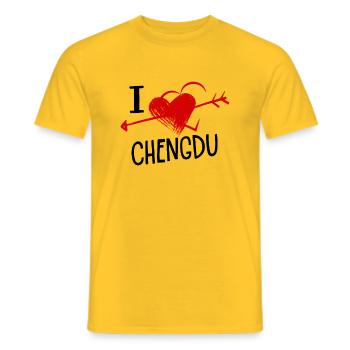 I Love Chengdu Herz und Pfeil Stadt Liebe Souvenir - T-shirt homme - jaune - Devant - AI Model Male 178 dark (178cm)