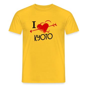 I Love Kyoto Herz und Pfeil Stadt Liebe Souvenir - Men's T-Shirt - yellow - Front - AI Model Male 178 dark (178cm)