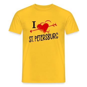 I Love St. Petersburg Herz und Pfeil Stadt Liebe - Männer T-Shirt - Gelb - Vorne - AI Model Male 178 dark (178cm)