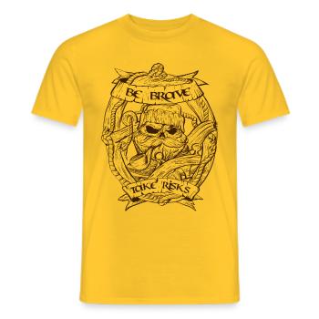Fisherman scull design - Men's T-Shirt - yellow - Front - AI Model Male 178 dark (178cm)