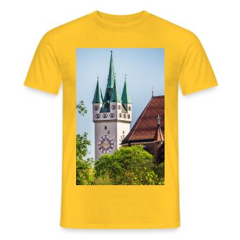 Straubing city tower - Men's T-Shirt - yellow - Front - AI Model Male 178 dark (178cm)