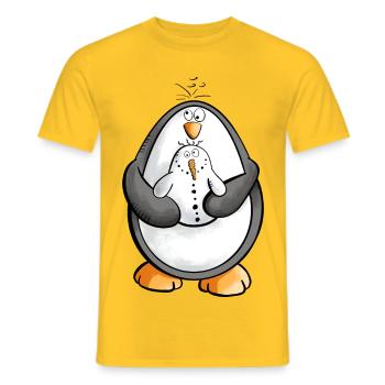 Pinguin und Schneemann sind beste Freunde - Männer T-Shirt - Gelb - Vorne - AI Model Male 178 dark (178cm)