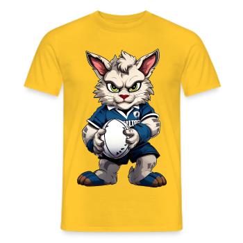 Rugby Cat - T-shirt homme - jaune - Devant - AI Model Male 178 dark (178cm)