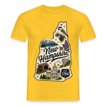 New Hampshire Vintage State Pride Aufkleber - Männer T-Shirt - Gelb - Vorne - AI Model Male 178 dark (178cm)