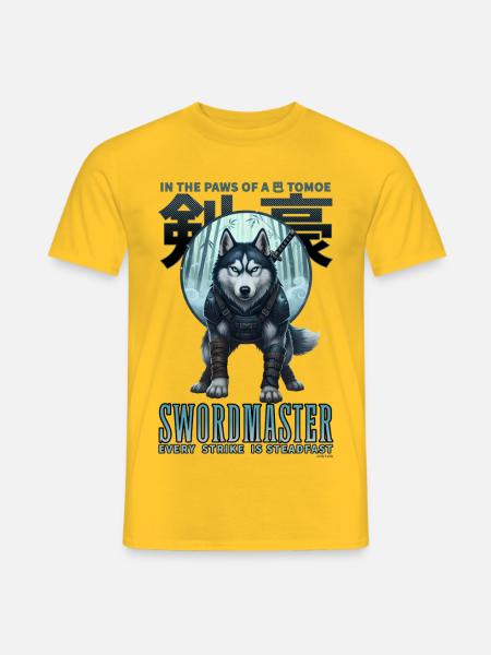 Samurai Husky Tomoe Schwertmeister-Design - Männer T-Shirt - Gelb