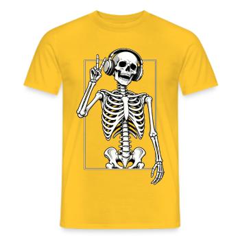 Skelett mit Kopfhörern - Männer T-Shirt - Gelb - Vorne - AI Model Male 178 dark (178cm)