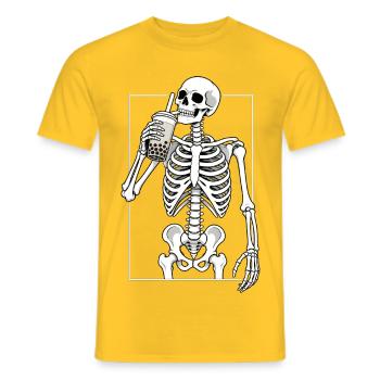Bubble Tea Pause mit Skelett - Männer T-Shirt - Gelb - Vorne - AI Model Male 178 dark (178cm)