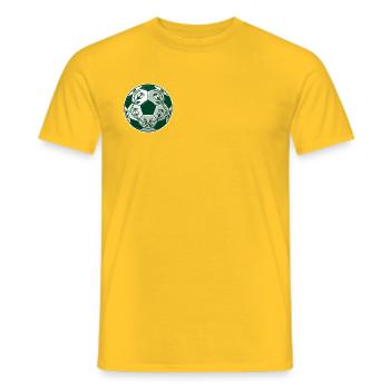 Ballon de football vert avec des vrilles rosées - T-shirt homme - jaune - Devant - AI Model Male 178 dark (178cm)