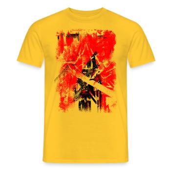 Abstrakt Rot - Männer T-Shirt - Gelb - Vorne - AI Model Male 178 dark (178cm)