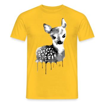 Cerf noir et blanc - T-shirt homme - jaune - Devant - AI Model Male 178 dark (178cm)