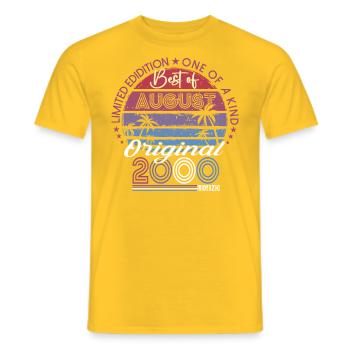 Original August 2000 22nd Birthday Gift Fun - Men's T-Shirt - yellow - Front - AI Model Male 178 dark (178cm)