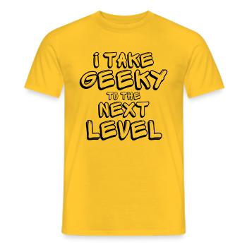 Ich bringe Geeky auf die nächste Stufe - Männer T-Shirt - Gelb - Vorne - AI Model Male 178 dark (178cm)