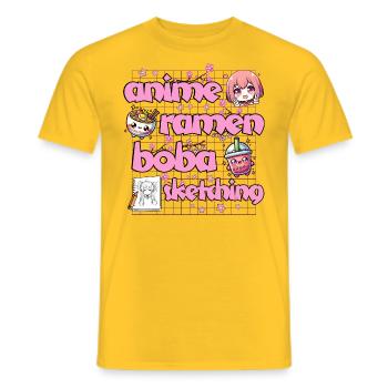 Anime Ramen Bubble Tea Kawaii Drawing - Men's T-Shirt - yellow - Front - AI Model Male 178 dark (178cm)