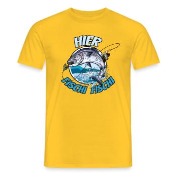 Hier Fischi Fischi - Männer T-Shirt - Gelb - Vorne - AI Model Male 178 dark (178cm)