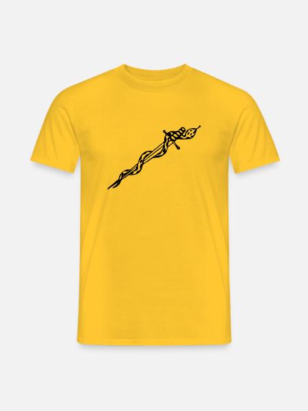 Schlange um ein Schwert gewickelt - Männer T-Shirt - Gelb
