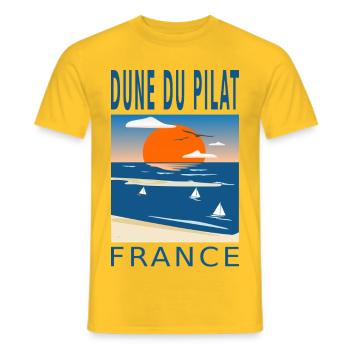 Dune du Pilat Sunset France - T-shirt homme - jaune - Devant - AI Model Male 178 dark (178cm)