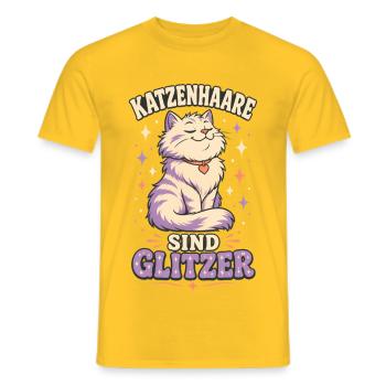 Katzenhaare sind Glitzer – Katzen Spruch - Männer T-Shirt - Gelb - Vorne - AI Model Male 178 dark (178cm)