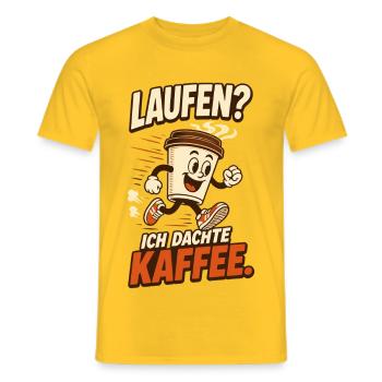 Laufen? Ich dachte Kaffee – Lustiger Spruch - Männer T-Shirt - Gelb - Vorne - AI Model Male 178 dark (178cm)