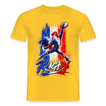Heller dreikoloriger Rugby-Hahn - Männer T-Shirt - Gelb - Vorne - AI Model Male 178 dark (178cm)