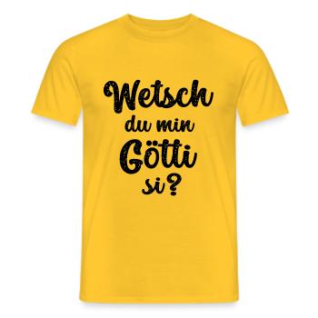Götti demande aux parrains de demander à la Suisse Lichtenstei - T-shirt homme - jaune - Devant - AI Model Male 178 dark (178cm)