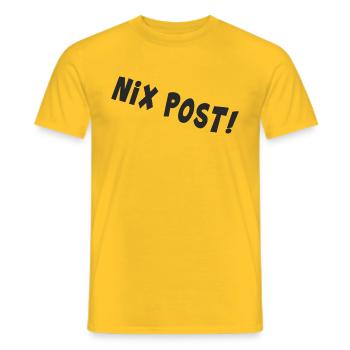 post postbote flaschenpost "nix post" - Männer T-Shirt - Gelb - Vorne - AI Model Male 178 dark (178cm)