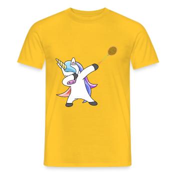 Einhorn Dabbing Badminton - Männer T-Shirt - Gelb - Vorne - AI Model Male 178 dark (178cm)