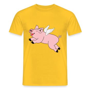 Pig Flying Gift - Men's T-Shirt - yellow - Front - AI Model Male 178 dark (178cm)