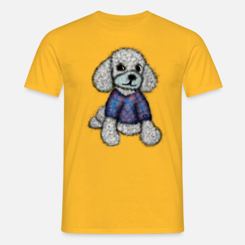 Pudelhund mit Pullover - Männer T-Shirt - Gelb