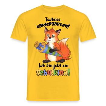 Tschüss Kindergarten, ich bin ein Schulkind Fuchs - Männer T-Shirt - Gelb - Vorne - AI Model Male 178 dark (178cm)