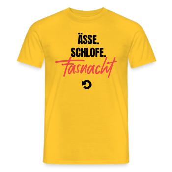 Essen, schlafen, Fasnacht, repeat! - Männer T-Shirt - Gelb - Vorne - AI Model Male 178 dark (178cm)
