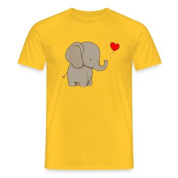 Elefant mit Herz Geschenk - Männer T-Shirt - Gelb - Vorne - AI Model Male 178 dark (178cm)