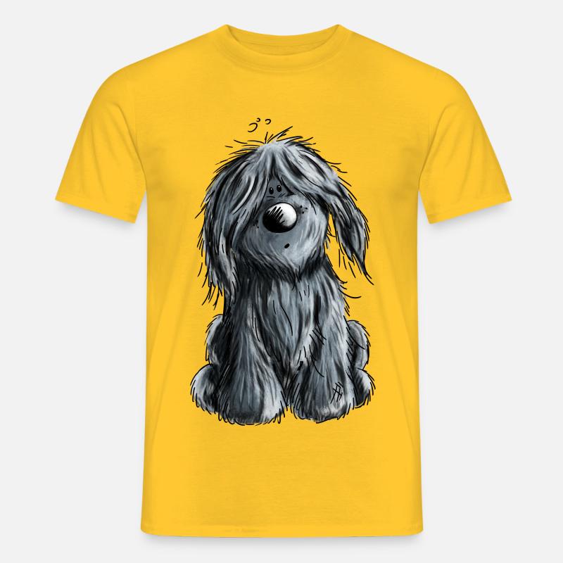 Knuffiger schwarzer Briard - Hund - Geschenk - Männer T-Shirt - Gelb
