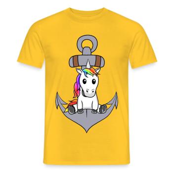 Ancre Licorne Maritime Créature mythique Marin Ahoy - T-shirt homme - jaune - Devant - AI Model Male 178 dark (178cm)
